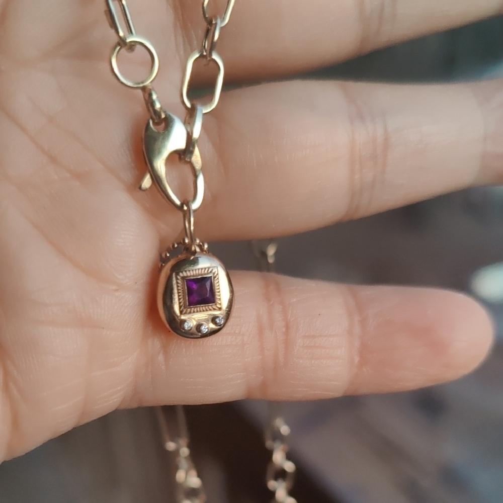 Kimberly Doyle 14k Amethyst Diamond Gemagotchi Baby Charm